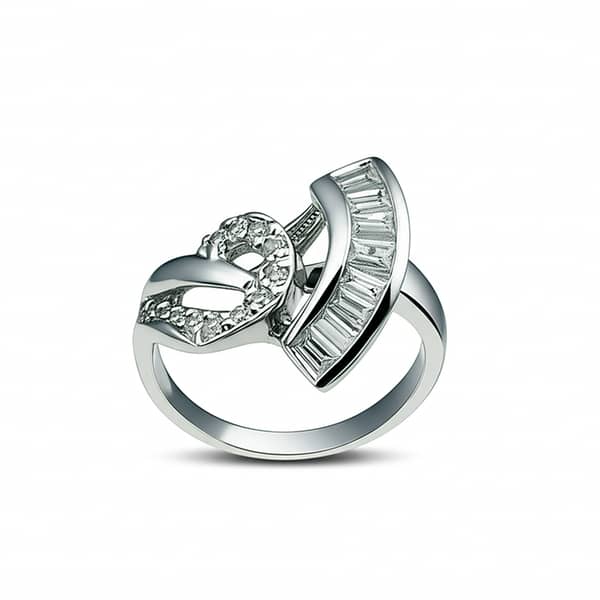 925 Silver Hand Fan Style Ring with Bracket Design & Zircon