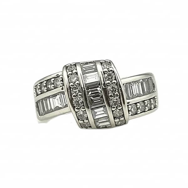 925 Silver Knot-Style Ring with Bracket Design & Round Zircon