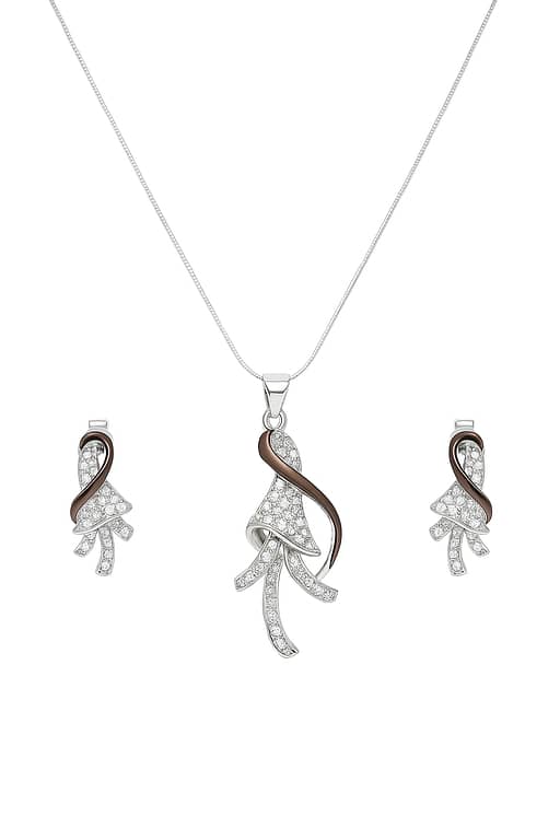 925 Silver Locket Set with Silver & Copper Tone Design
