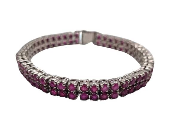 Red Ruby Color Silver Bracelet