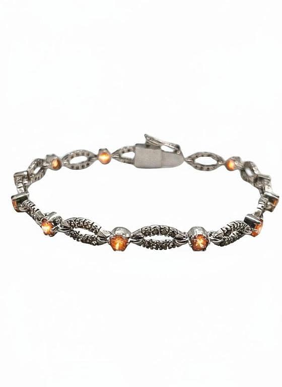 Silver Bracelet With Champagne And White Zircon