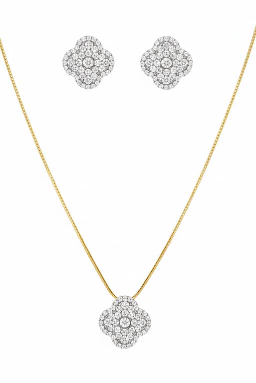 Van Cleef Inspired Locket Tops in Gold Plated 925 Silver with Zircon
