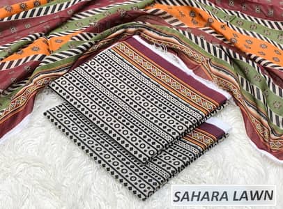 Sahara Lawn 3 Piece Unstitched Suit – Elegant Olive Green Collection