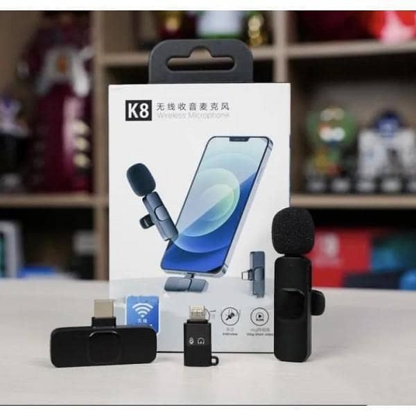 K8 Wireless Bluetooth Microphone (RT) 3-in-1 USB-C, Compatible with Android and iPhone