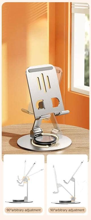 K72 Portable Aluminum Tablet & Phone Stand with 360°/720° Rotation for Desktop Use