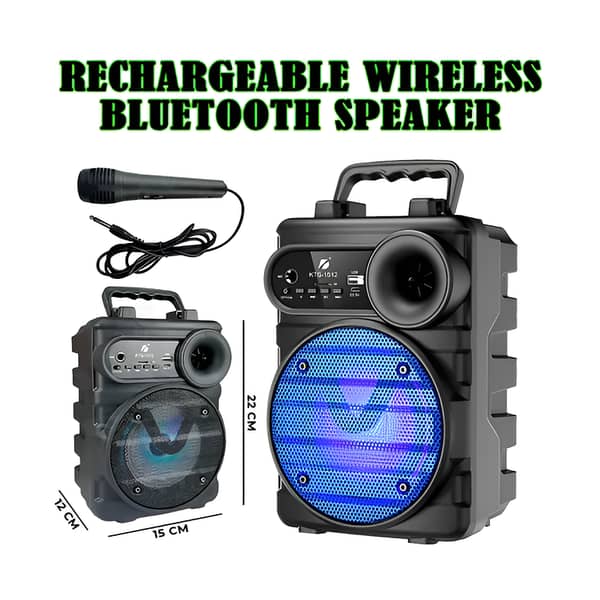 KTS 1512 Rechargeable Wireless Bluetooth Speaker with FM Radio, USB/SD MP3 Playback