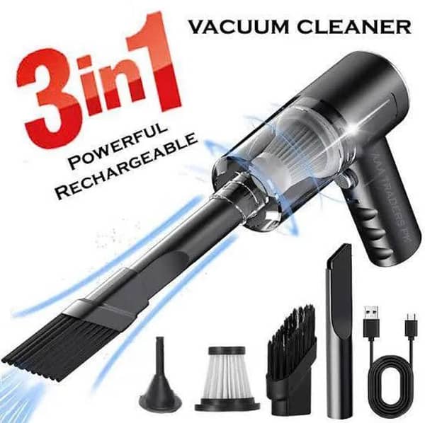 3 in 1 Portable Wireless Vacuum Cleaner: Handheld Duster, Blower & Air Pump (Rechargeable, USB) for Car, Home, Laptop & Computer Cleaning