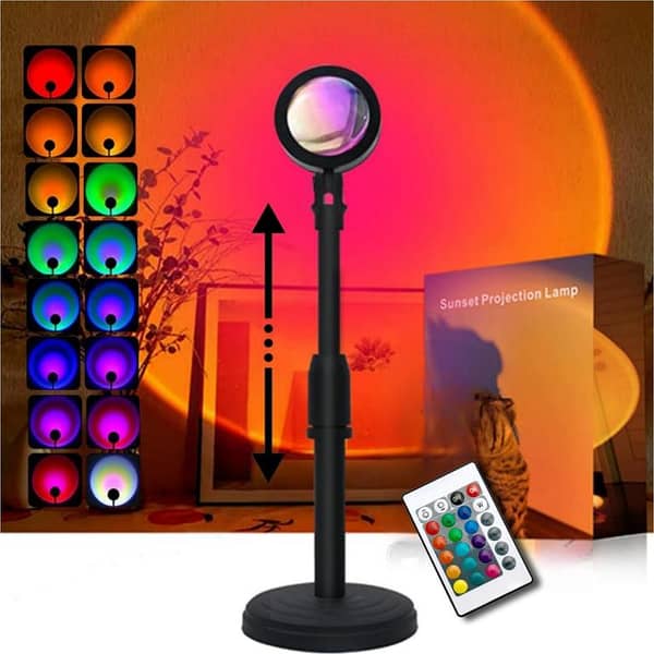 TGB Sunset Lamp with Remote Control – 16 Colors RGB LED Projection Light | 360° Rotating USB Powered Sunset Projector Lamp | Aesthetic Room Decor Night Light for Bedroom, Living Room & Gifts