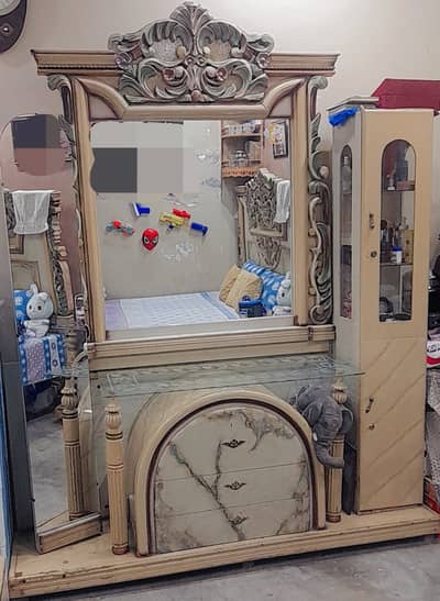Luxury King Size Wooden Bed with Dressing Table for Sale