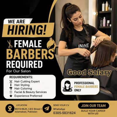 Female Barber Required ‍ | Professional Hair Stylist Needed