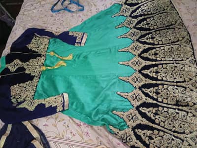 Elegent green & blue combo frok with churidar pajama