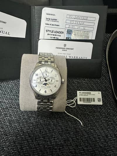 FC Federique Constant Moonphase Business Timer FC-265S5B6B – Full Set