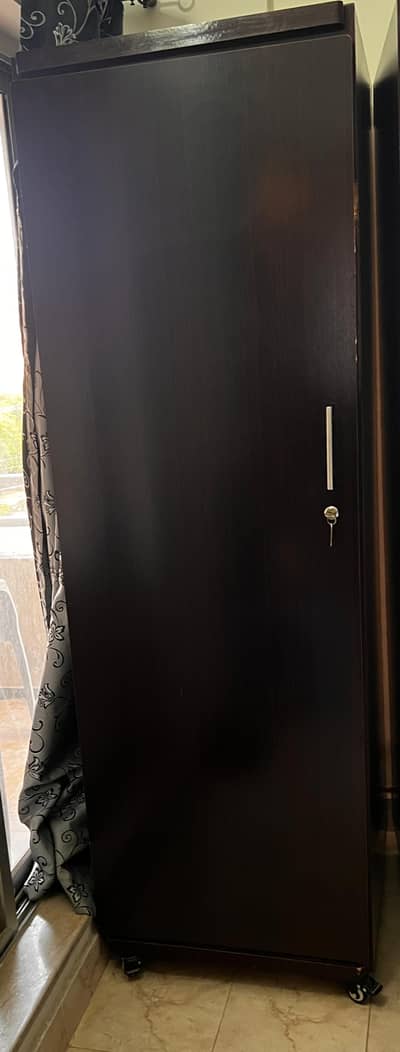 Like New Single Door Wardrobe / Cupboard with Wheels & Lock
