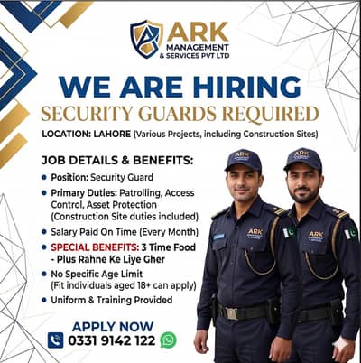 Security Guard Required need urgent staff security guard jobs lahore