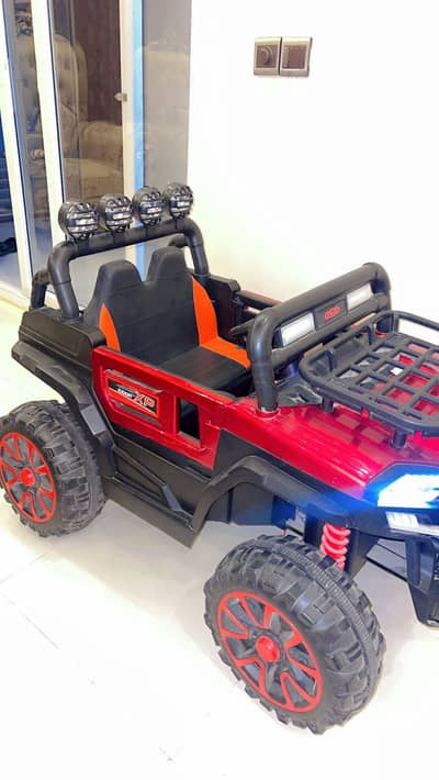 Red heavy jeep