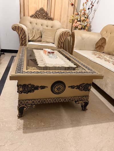 7 seater sofa with table.