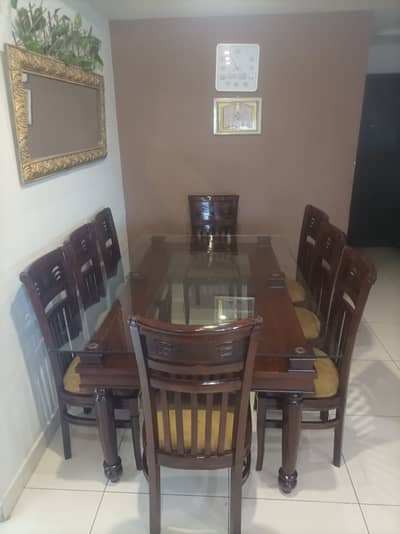 Dining Table Tempered Glass with Elegant 8 Chair Set -Premium Quality