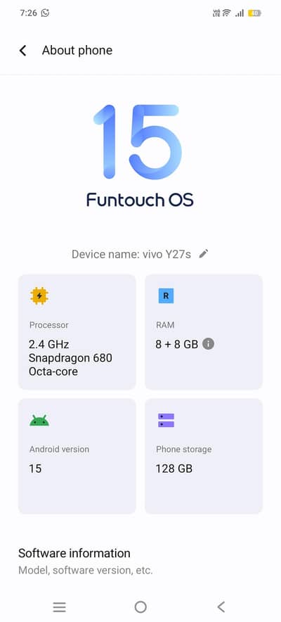 Vivo Y27s     8+8/128gb  PTA