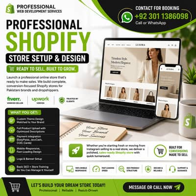 Shopify website development/Professional web developer/Web design