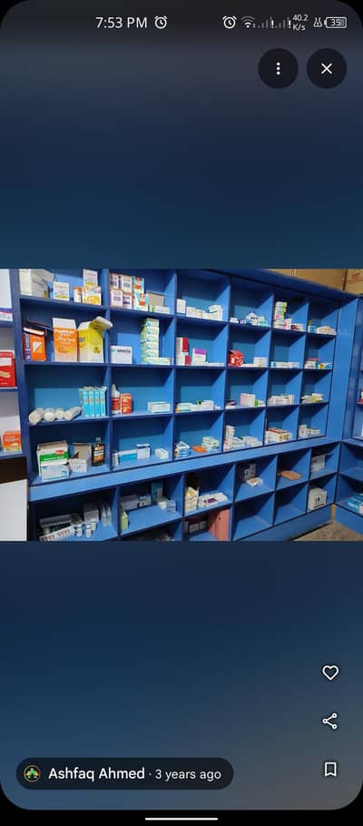 Sturdy Wooden Display Racks / Shop Shelves (Blue & White) (Mande)