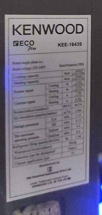 Kenwood 1.5 ton 75% Saving Model