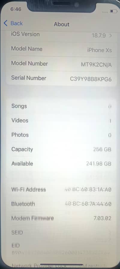 Apple iPhone Xs 256 gb face id off non pta