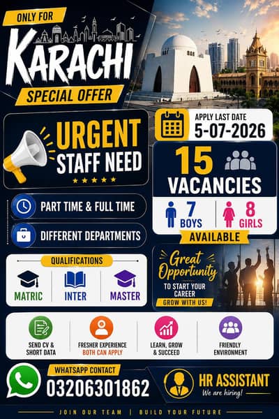 Need Urgent Staff contact me on WhatsApp.