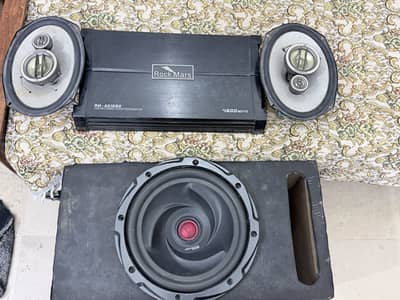 Kenwood woofer , kenwood speakers & Rockmars amplifier