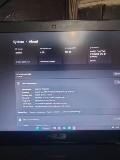 asus rog v551 vw 16 gb ram 256 gb ssd  03094751787