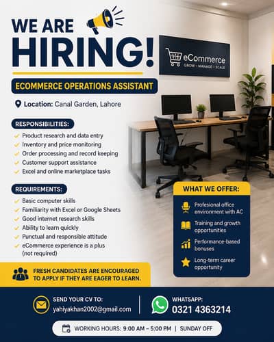  We Are Hiring – eCommerce Operations Assistant