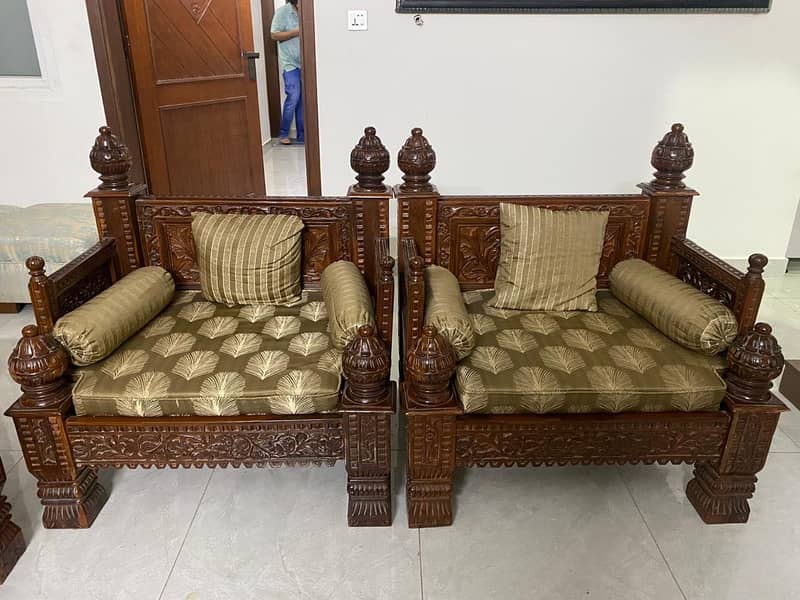 Solid Sheesham Wood Sofa Set 5