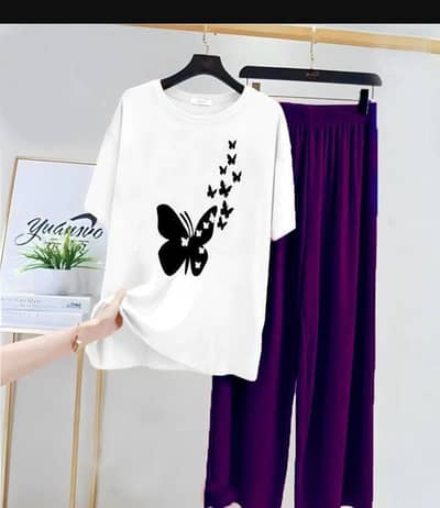 White butterfly print night suit