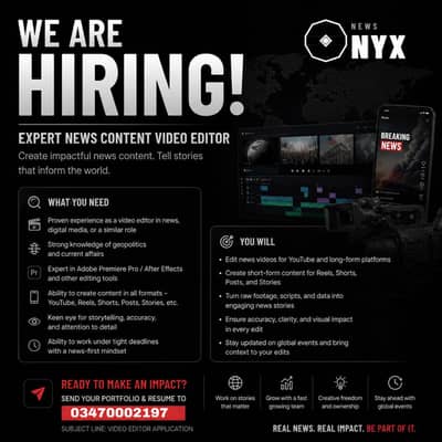 Video Editor For Media and News Agency