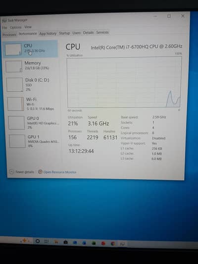 Lenovo Thinkpad p50 core i7 6th gen 8gb ram 256gb NVME