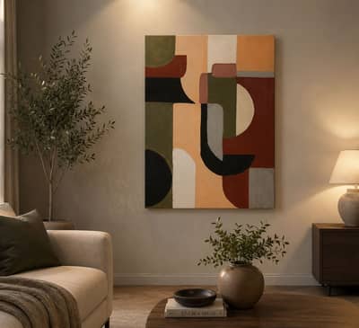 Modern Abstract Geometric Painting - Earth Tones Contemporary Wall Art