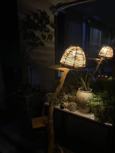 Handmade wooden floor lamp
