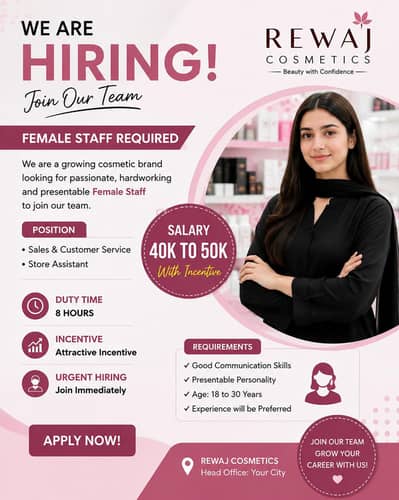 Urgent required female staff