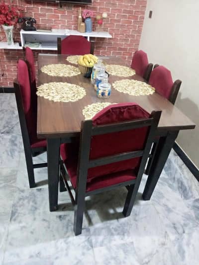 Wooden Dining Table with 6 Chairs