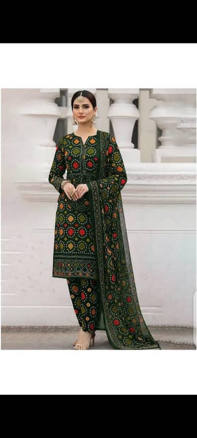 3 Piece Lawn Dress / Chiffon Dupatta