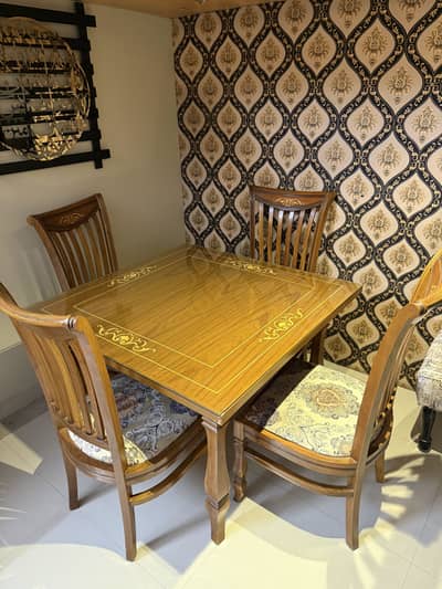 Luxury 4-Seater Solid Wood Dining Table Set | Excellent Condition