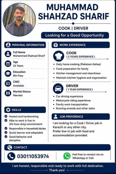 Cook Job And Driver