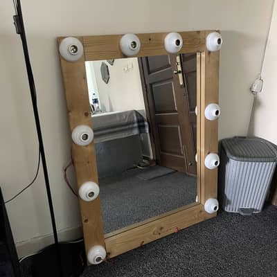 Wooden Wall mirror with lights