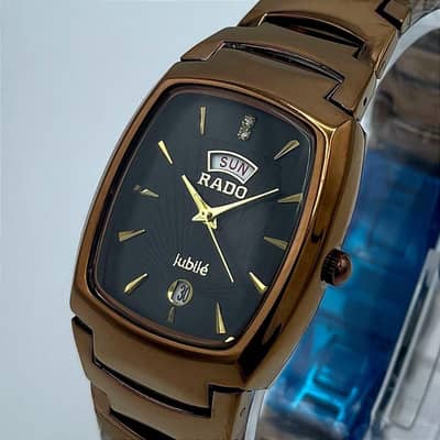 men's stainless steel watch black gold quartz 2stock