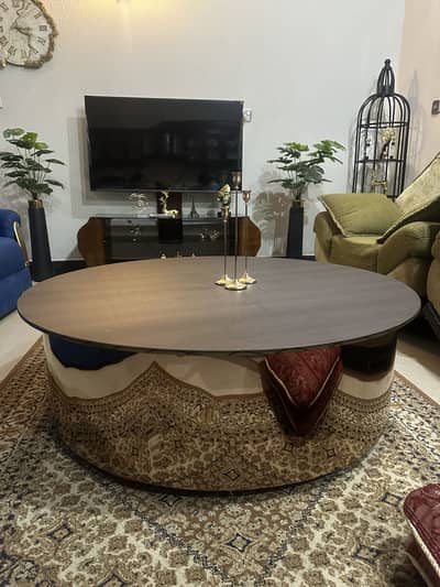 Brand New Table for Sale – Strong Wood with Elegant Brass Work