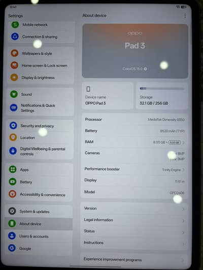 Oppo tab 3 256 GB 90 fps