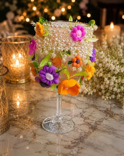  Handmade Pearl Flower Glass