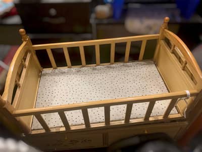 Wooden Baby Cot | Baby Crib | Bed With Swing | With Drawers | UnUsed