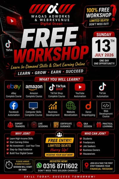 FREE Digital Skills Workshop in Multan | Online & Physical