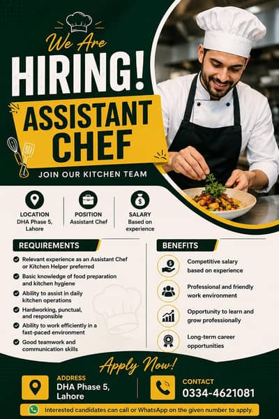 Assistant Chef required