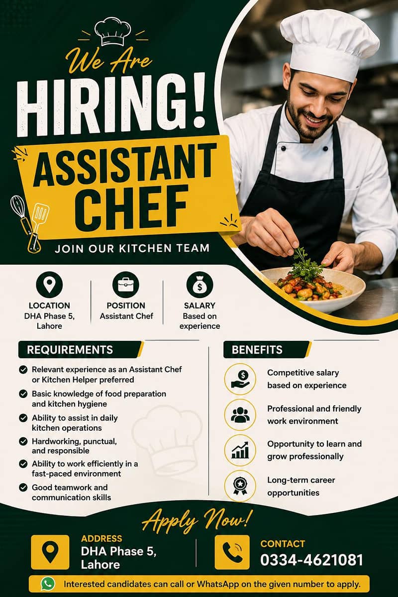 Assistant Chef required 0